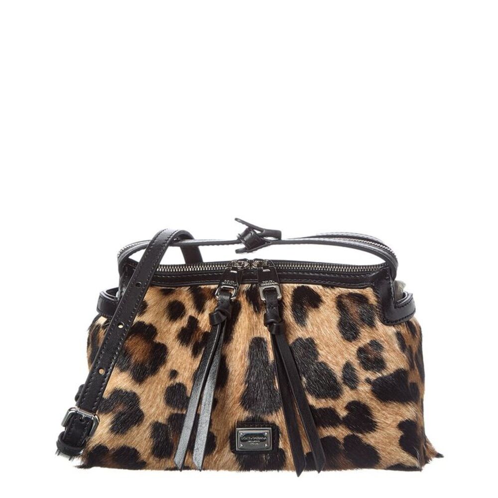 Dolce & Gabbana Vittoria Mini Haircalf Clutch, Brown